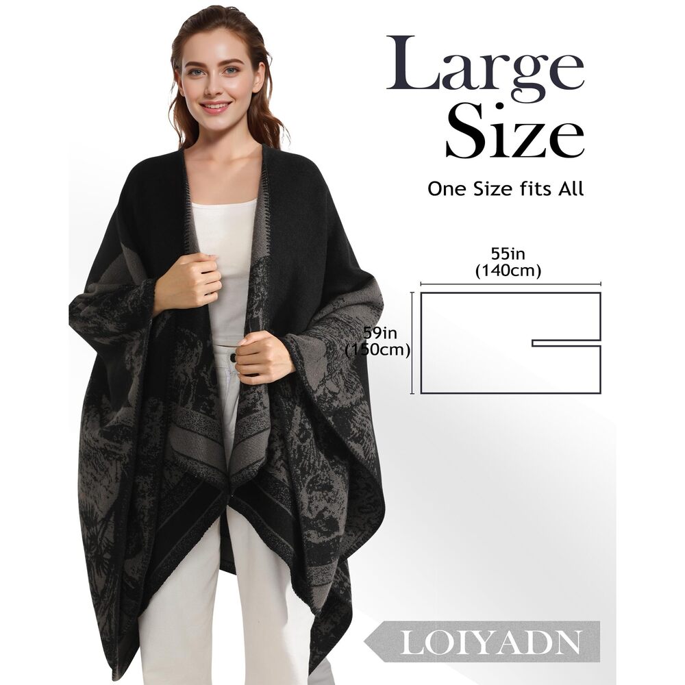 2716 Shawl Wraps For Women- Open Front Ponchos Women Oversized View 3